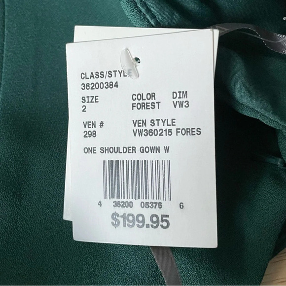 New! Vera Wang One Shoulder Dress With Satin Sash nwt 18783 - Picture 9 of 10